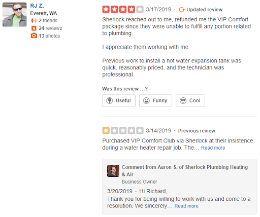 HVAC yelp review