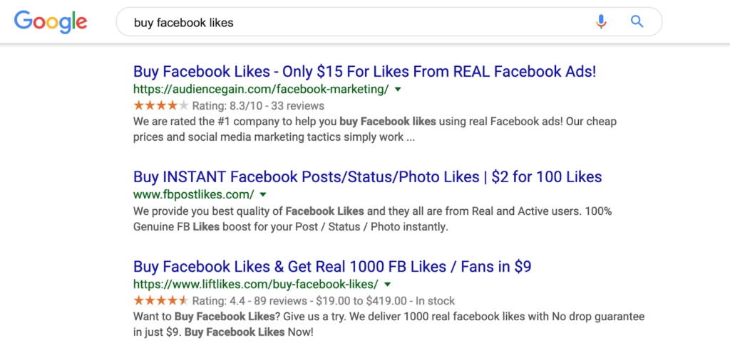 Facebook likes 