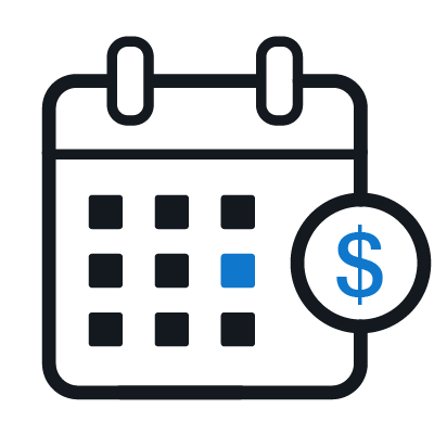 line art of calendar with cash icon