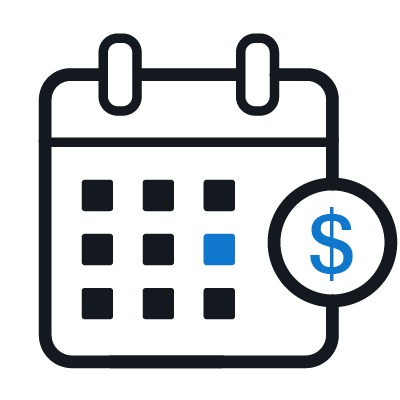 line art of calendar with cash icon 