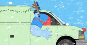 A man is delivering the packages in his van