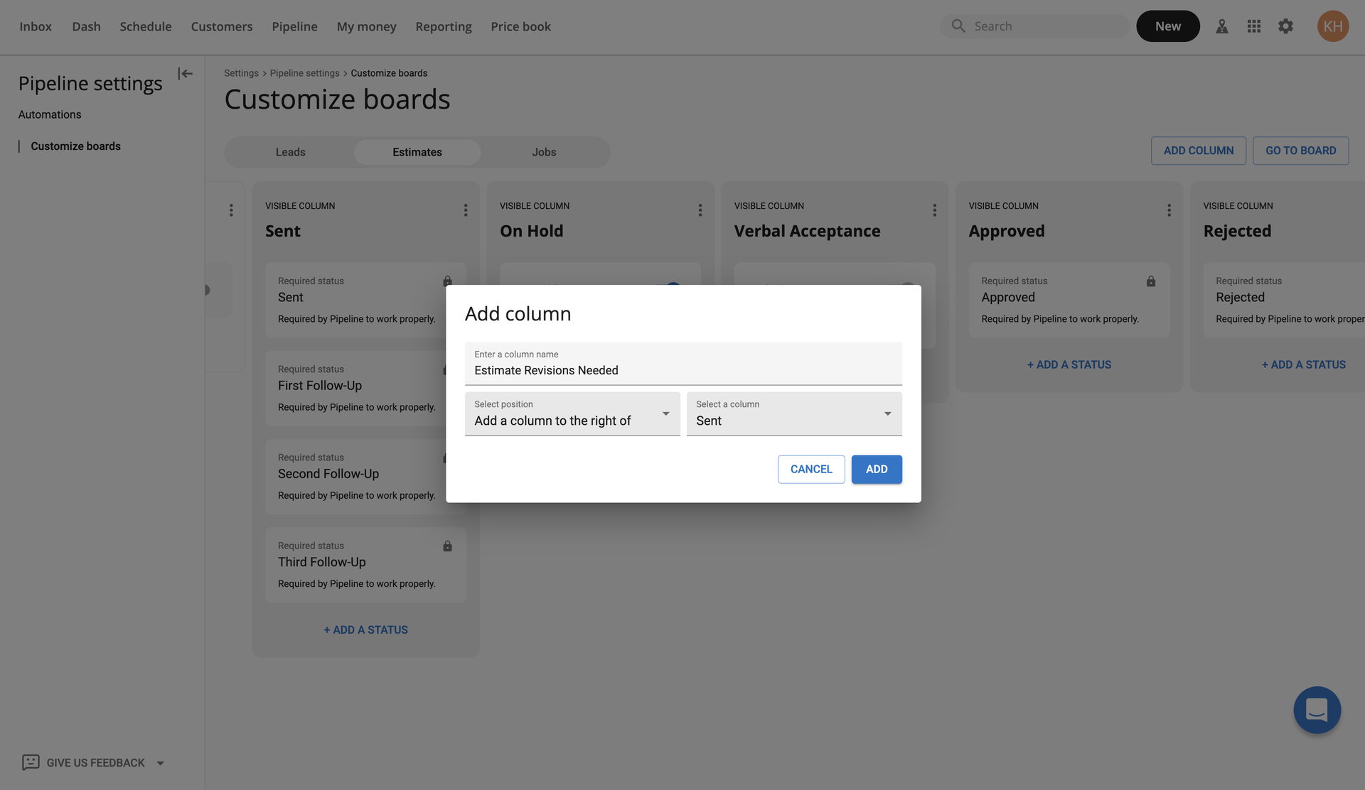 - new pipeline job management board in housecall pro