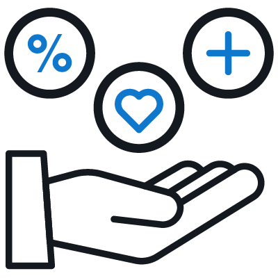 illustration of hand holding benefit icons 
