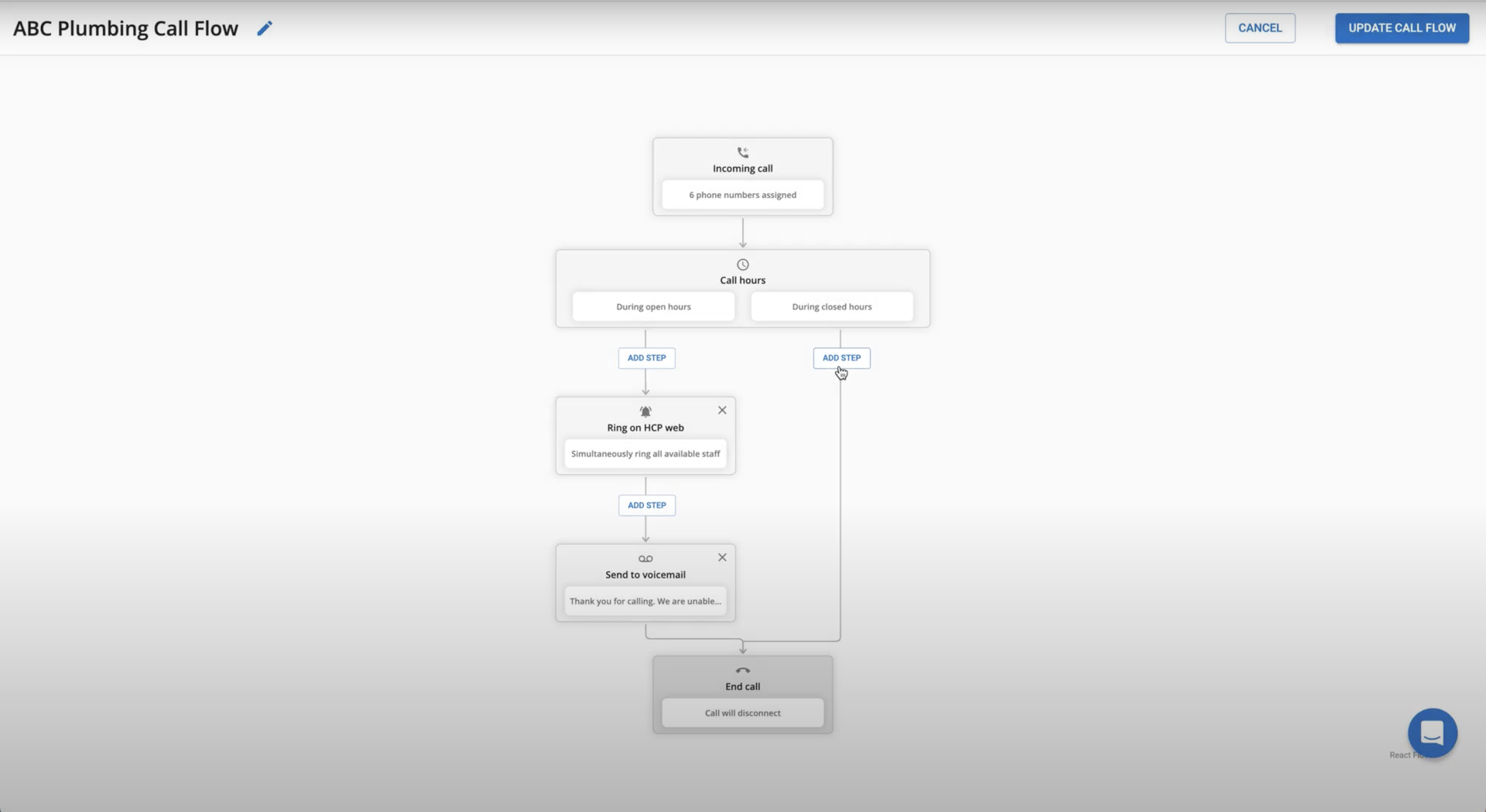- screenshot of Voice solution menu in housecall pro webapp
