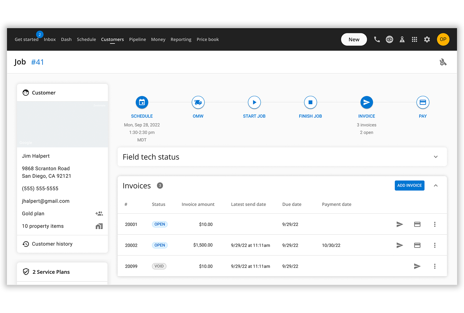 - dashboard of enhancement to invoicing with housecall pro