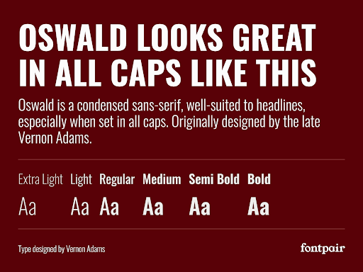 graphic of oswald font