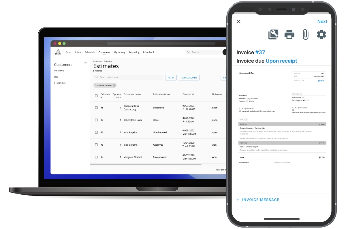 Housecall Pro invoicing software for electrical contractors
