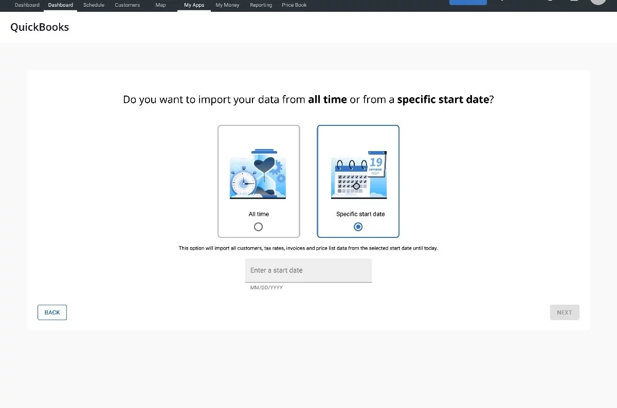 Housecall Pro QuickBooks data import screenshot