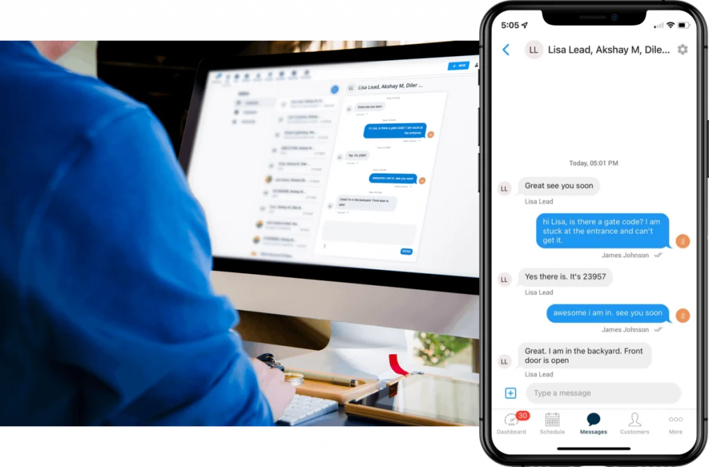 Desktop and mobile in app chat conversation screenshot