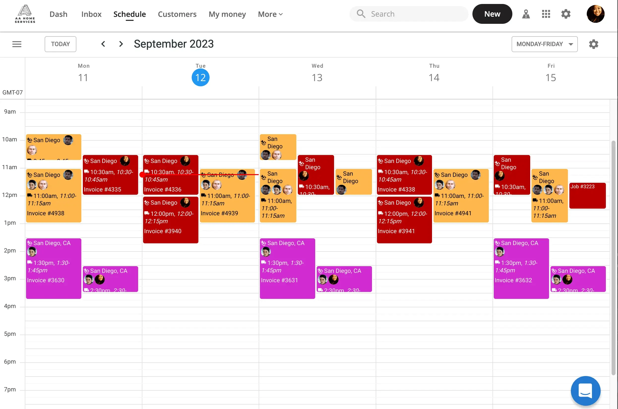 Housecall Pro plumbing scheduling software schedule calendar