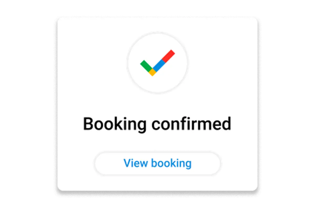 Booking confirmed reserve with Google