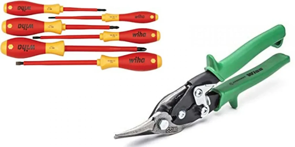 Wire cutters and set of 6 red screwdrivers