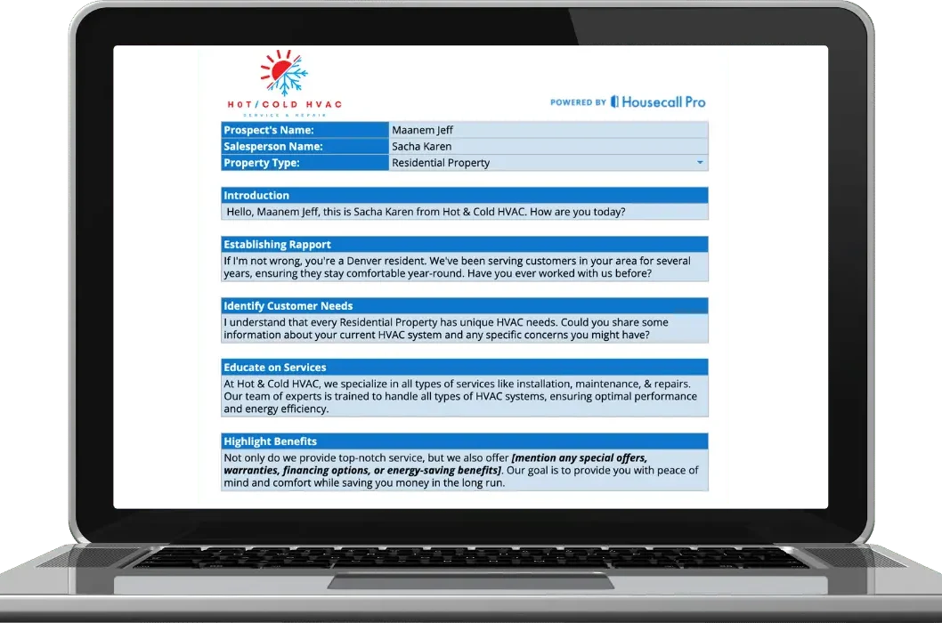 HVAC Sales Script Template (Free Download) - Housecall Pro