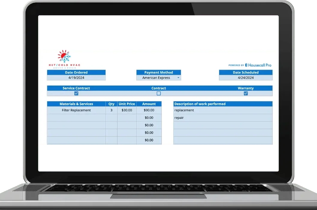 HVAC Service Order Template (Free Download) Housecall Pro