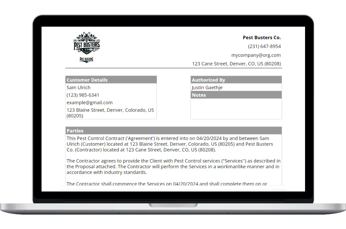 Pest Control Contract Template - Housecall Pro