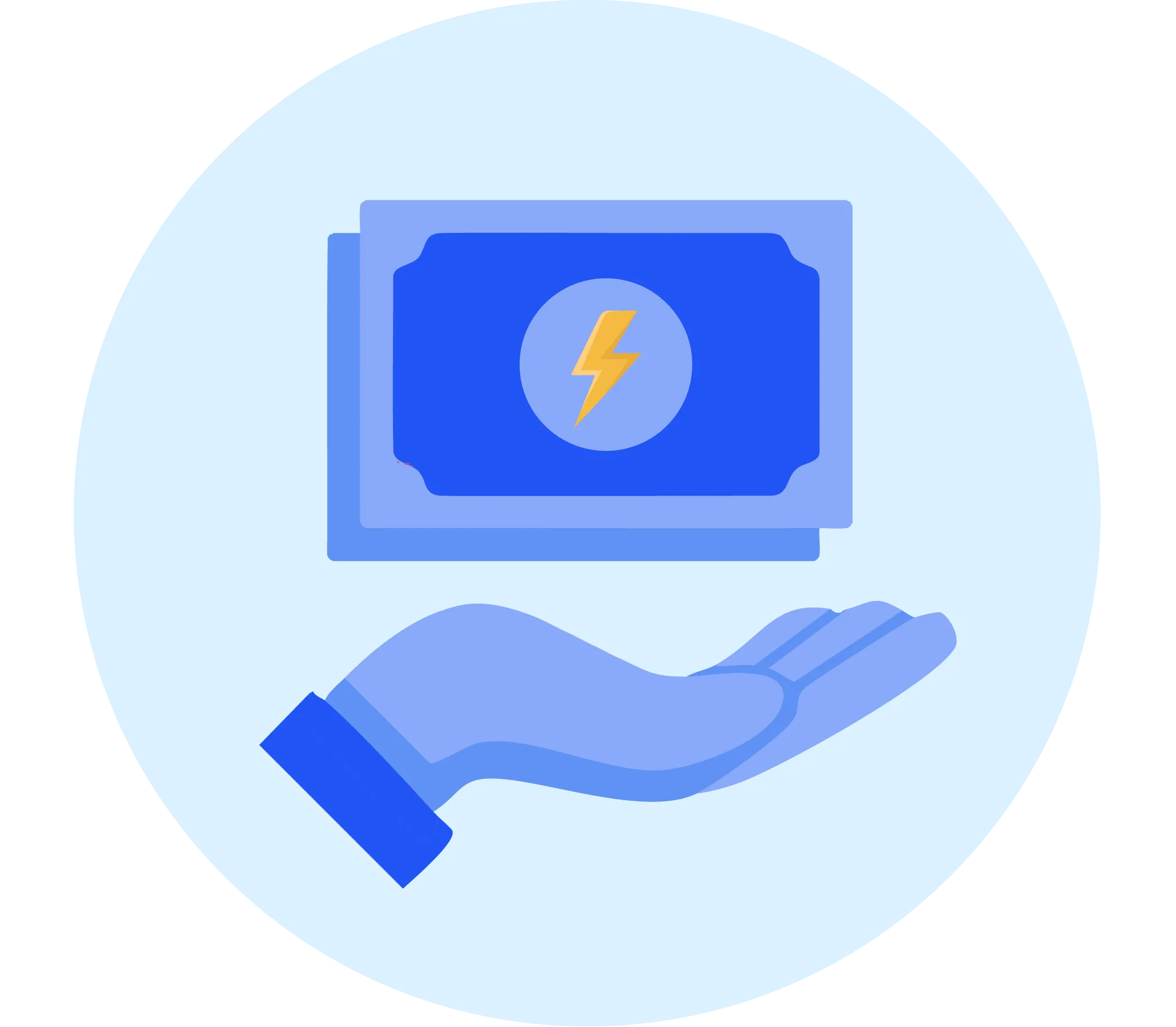 Hand giving money graphic