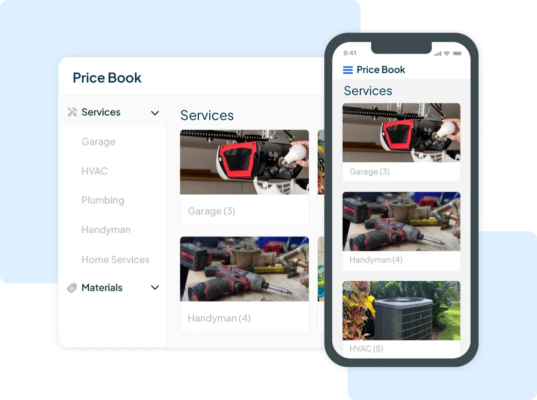 Garage door price book software from Housecall Pro