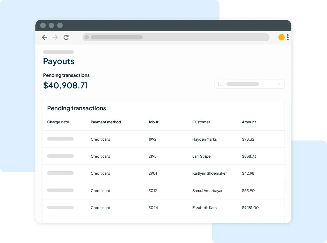 Pending transactions overview totaling over forty thousand dollars