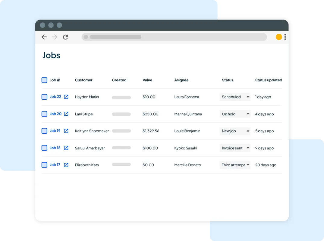 Housecall Pros' job management dashboard