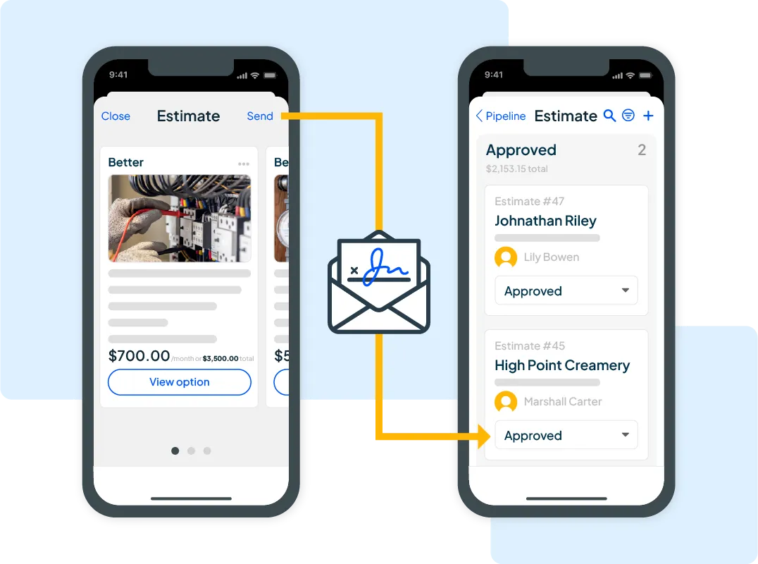 Housecall Pros' sales proposal software with email automation