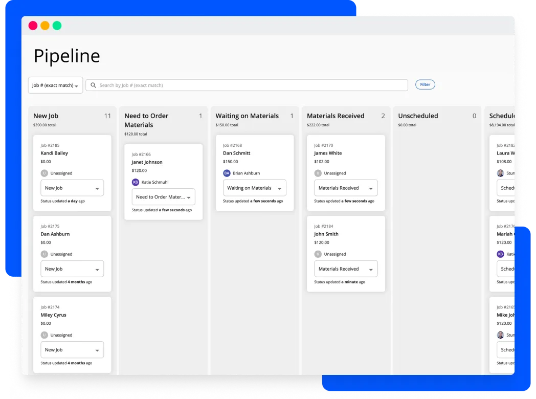 Housecall Pros' sales pipeline & lead tracking software for home services