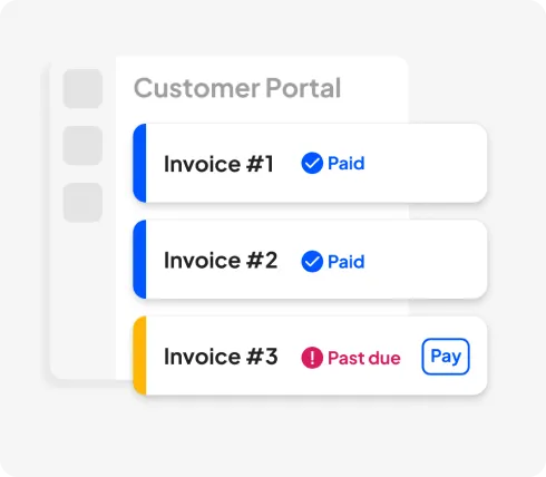 Customer portal with 3 invoices & their status