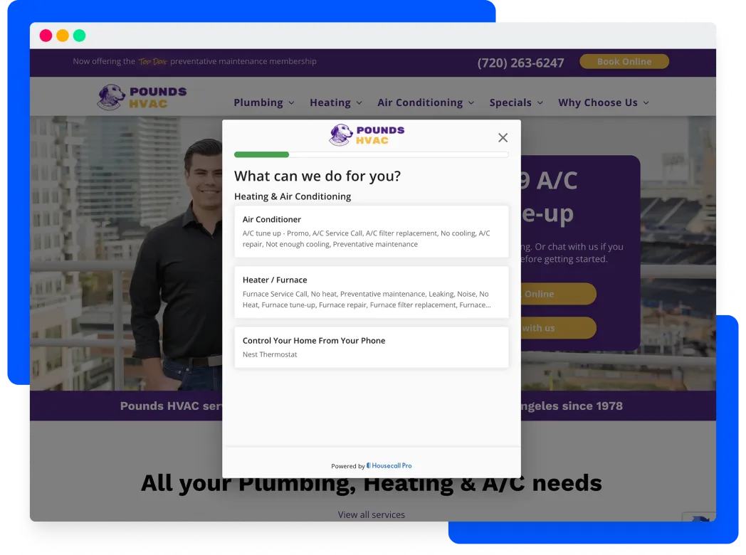 Housecall Pros' online booking and scheduling software