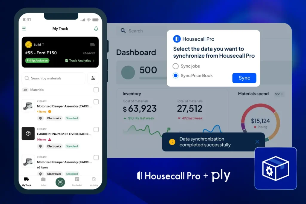 - Housecall Pro HCP + Ply integration with inventory dashboard