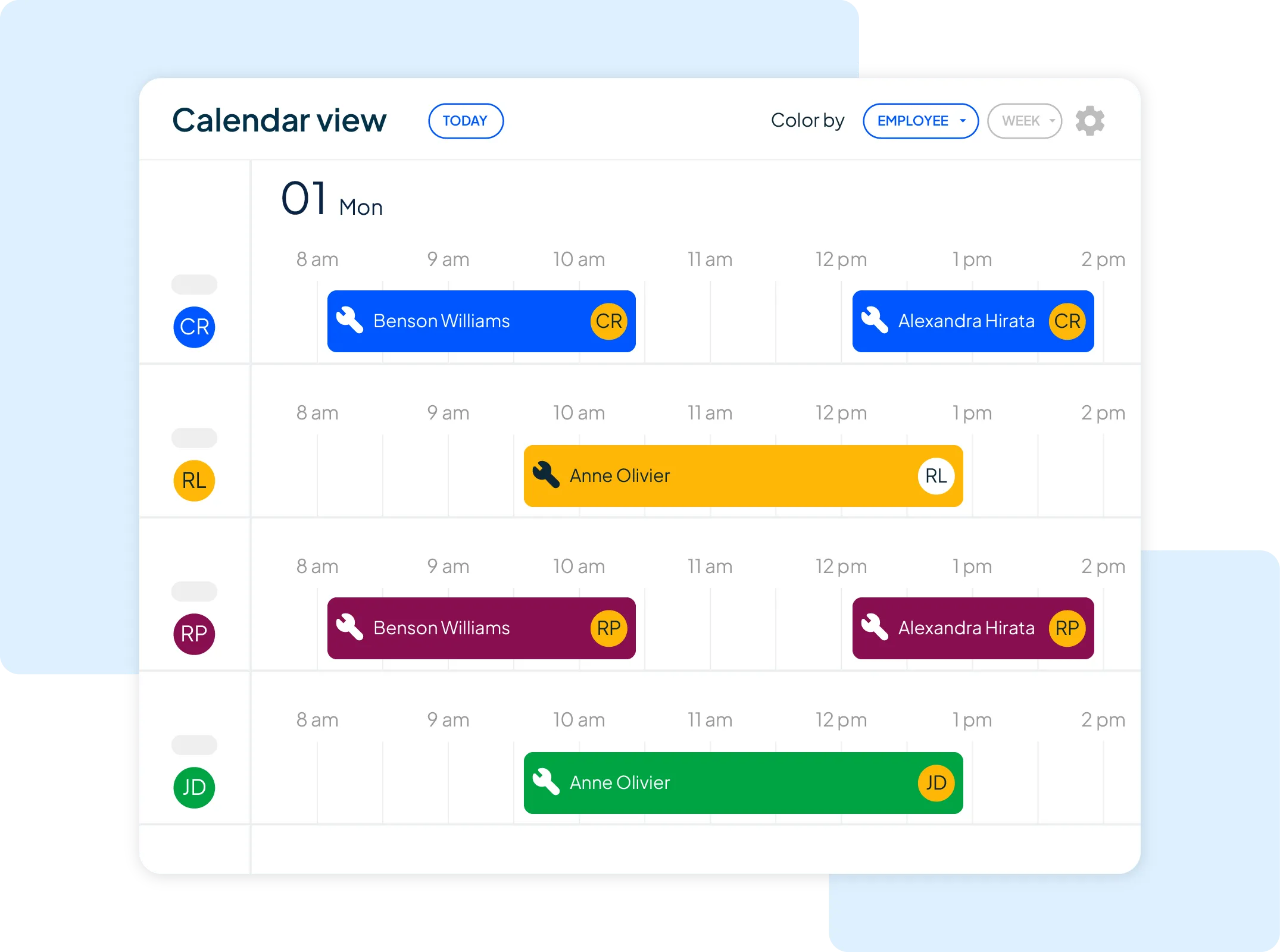 - Housecall Pro Housecall Pro's dispatch software with calendar scheduling view