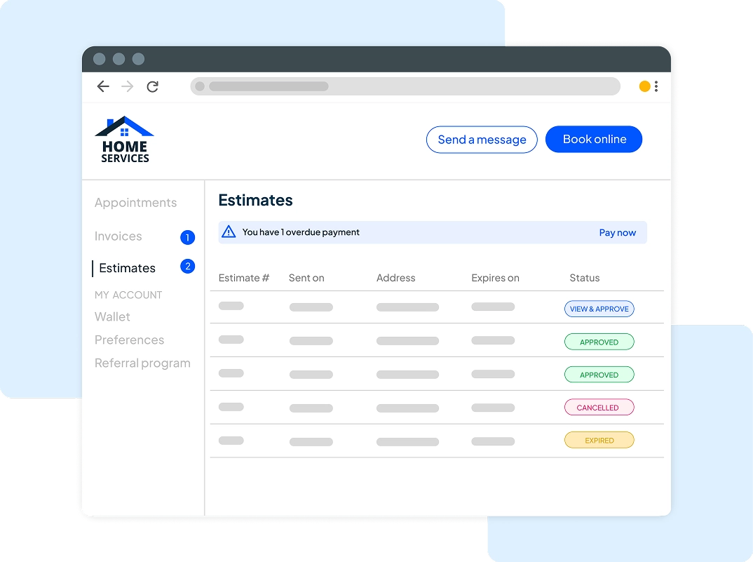 Easily view estimates and their status inside of HCP