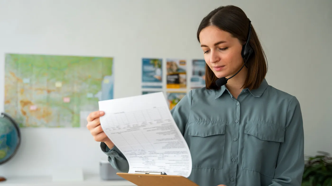 woman checking timesheet