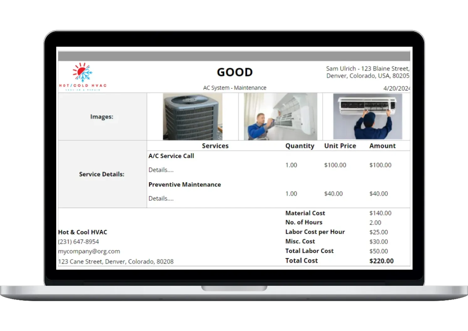 Free HVAC bid template from Housecall Pro