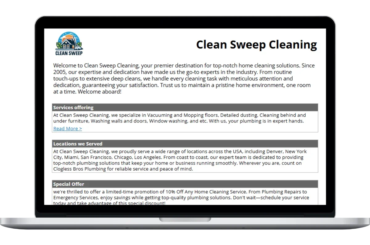 home cleaning website template