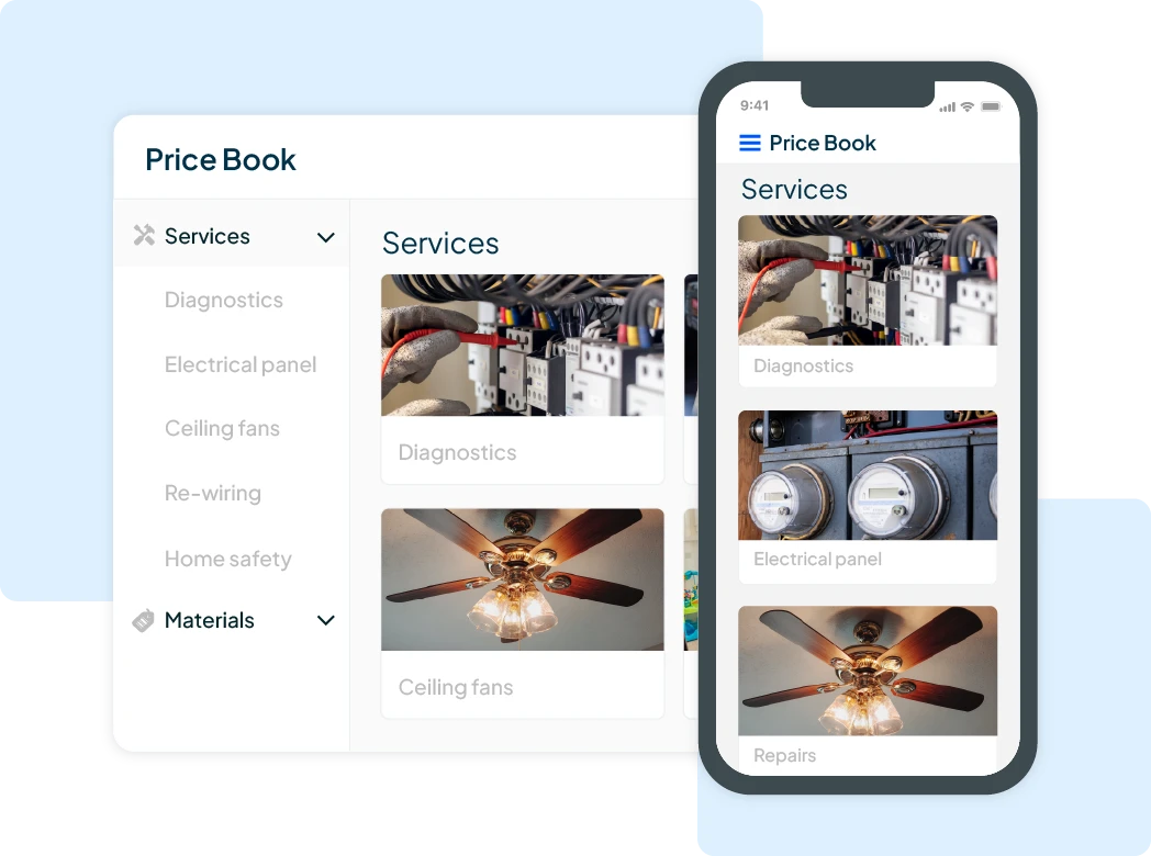 - Housecall Pro Electrical price book inside of HCPs estimating software