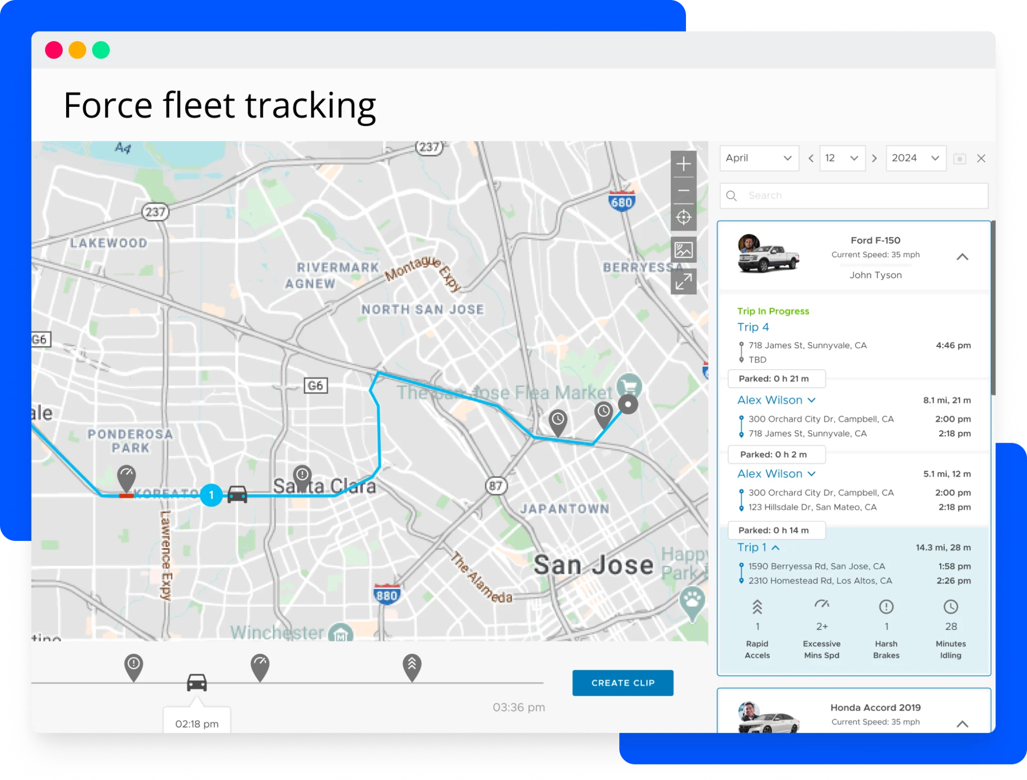 Housecall Pro + Force Fleet vehicle GPS tracking software with route visualization