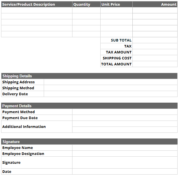 - Housecall Pro plumbing purchase order template blank summary