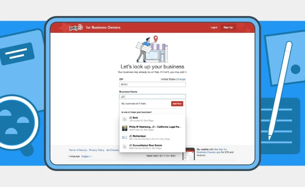 - Housecall Pro create your yelp business page