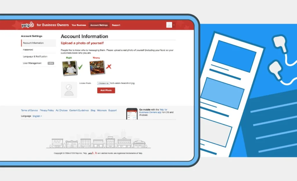 - Housecall Pro uploading the headshot on yelp