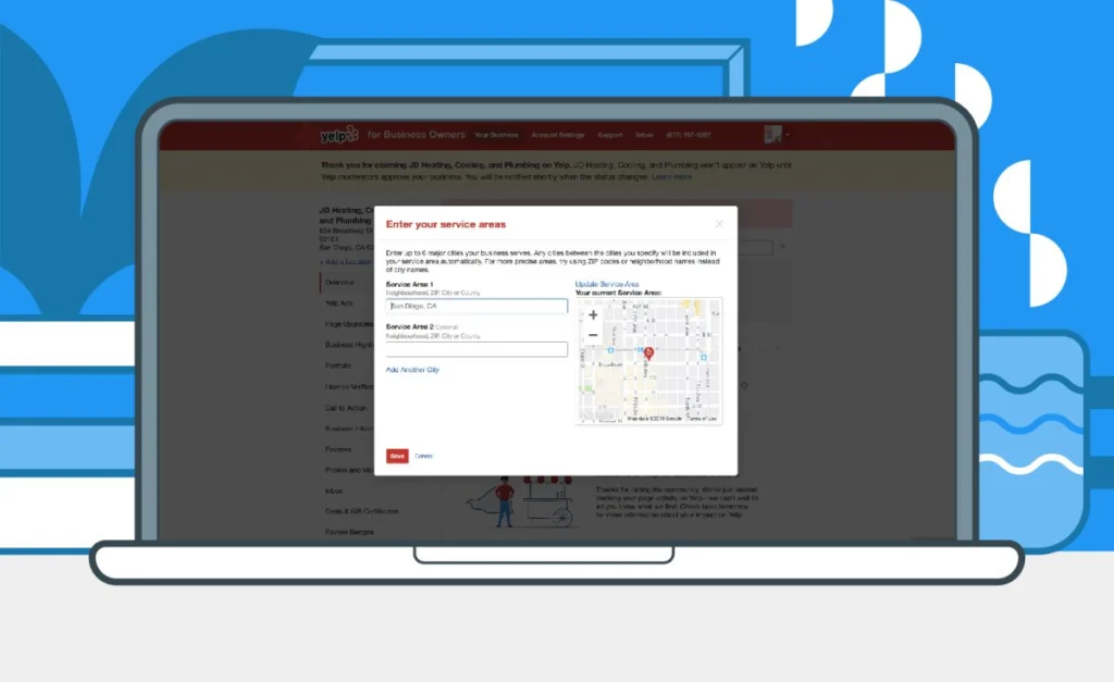 - Housecall Pro choosing service area on yelp