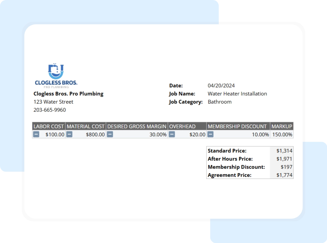 get you price, showing the printable report