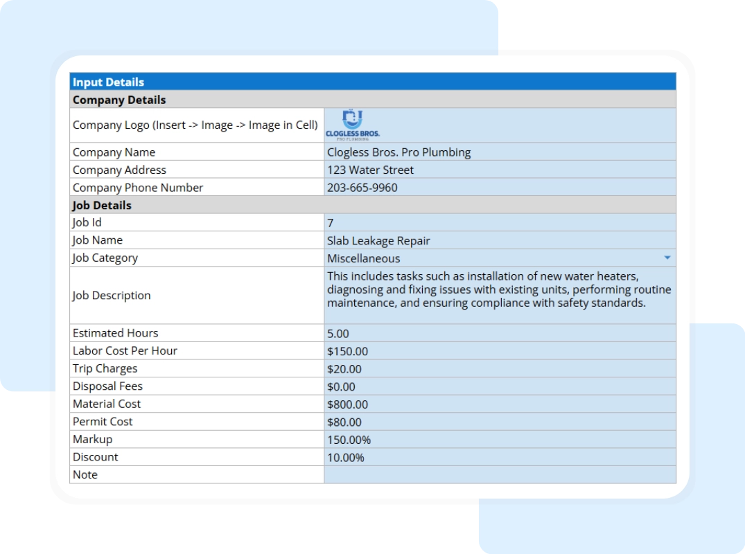 tab showing the company and Job Details fields.