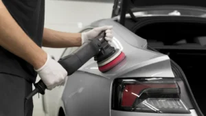 Close up of car detailing/cleaning process