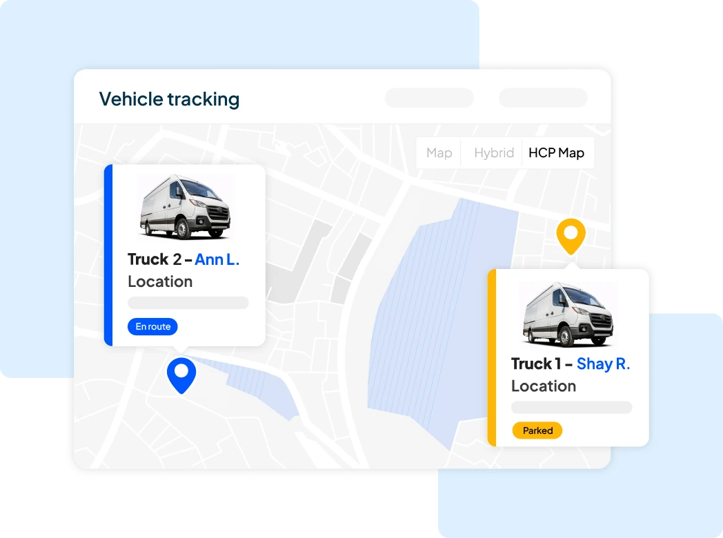 Housecall Pro map feature with technician and truck GPS tracking