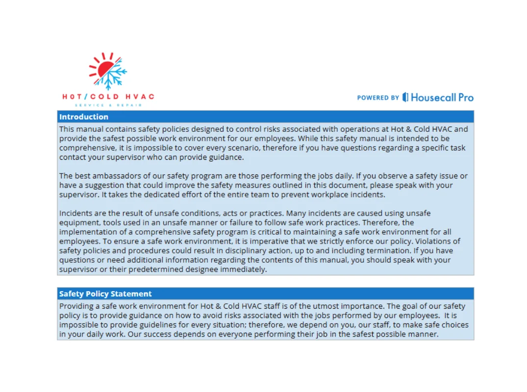 cta component of hvac safety manual template