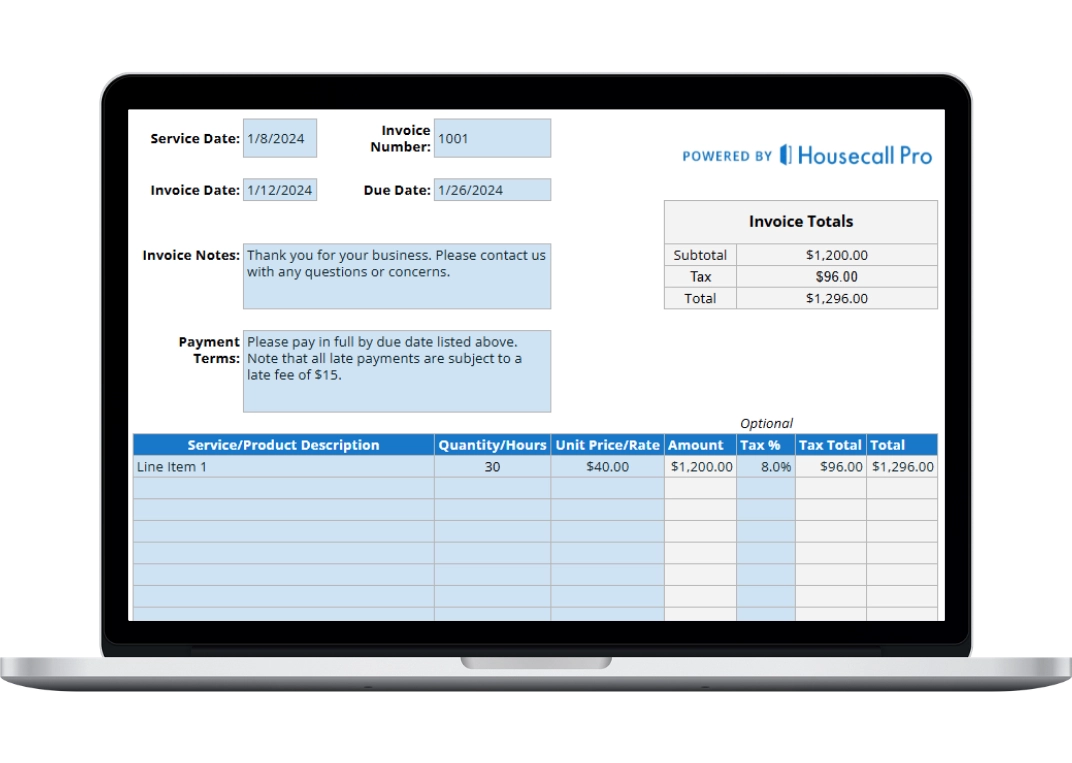 hero image of electrical invoice template