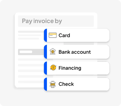Carpentry online payment processing with multiple options pay invoice by software from Housecall Pro