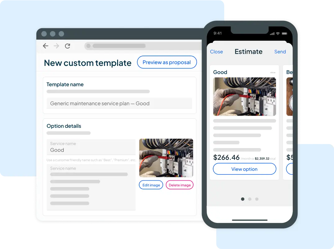 irrigation estimating software with showing multiple plan options on mobile app