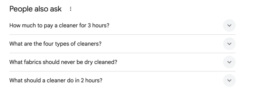 - Housecall Pro Google “People Also Ask” section displaying common cleaning service questions