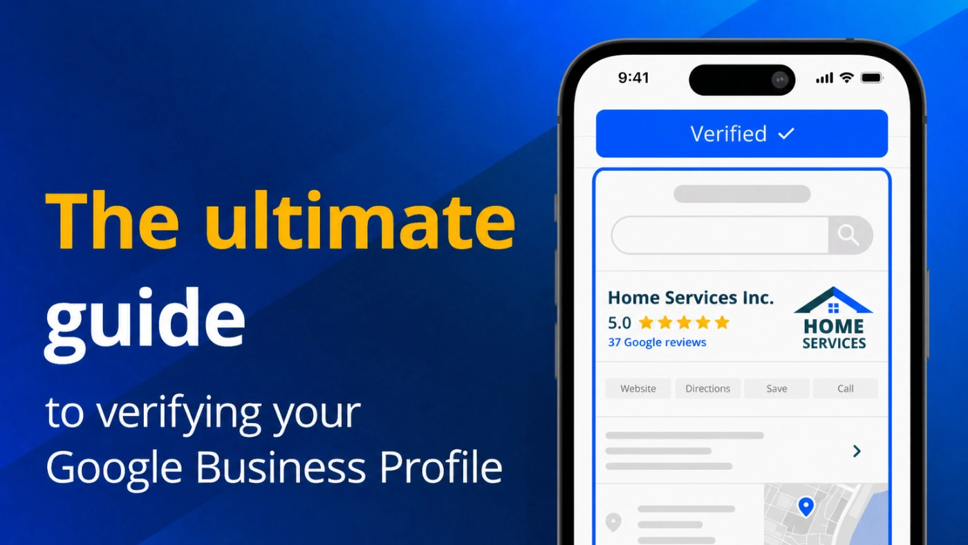 Google Business Profile verification guide blog header with mobile listing preview