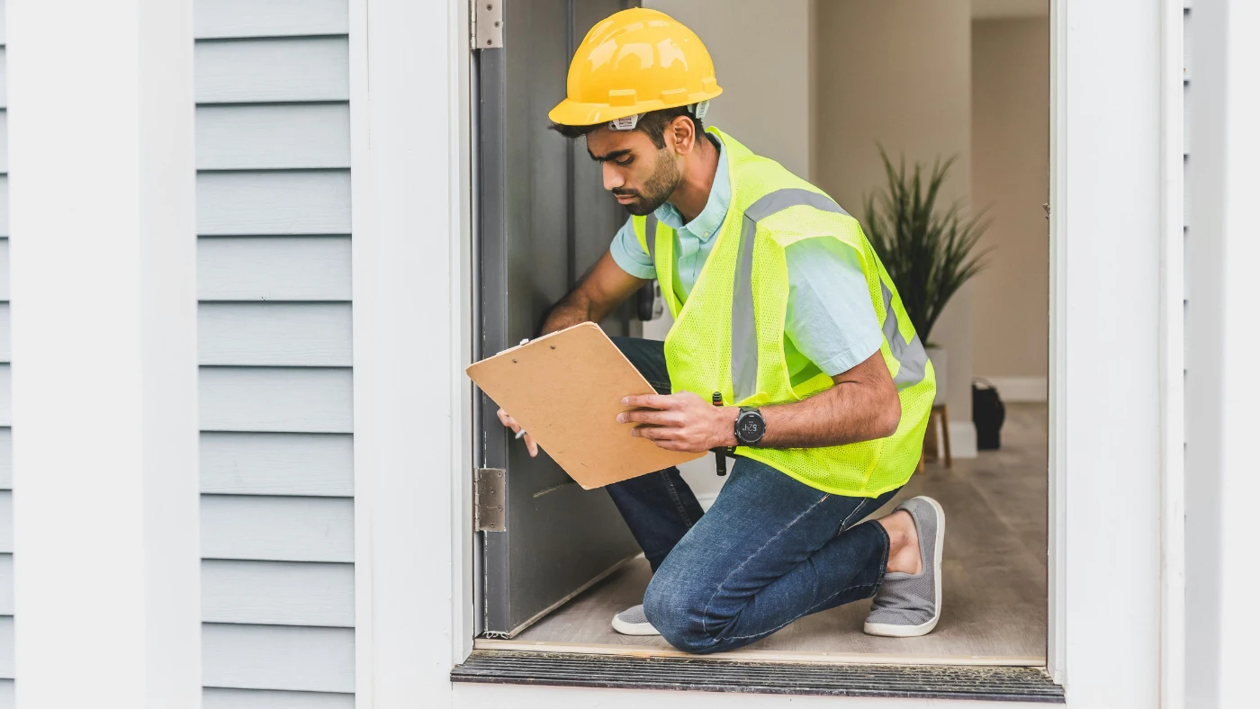 Pro technician doing house inspection